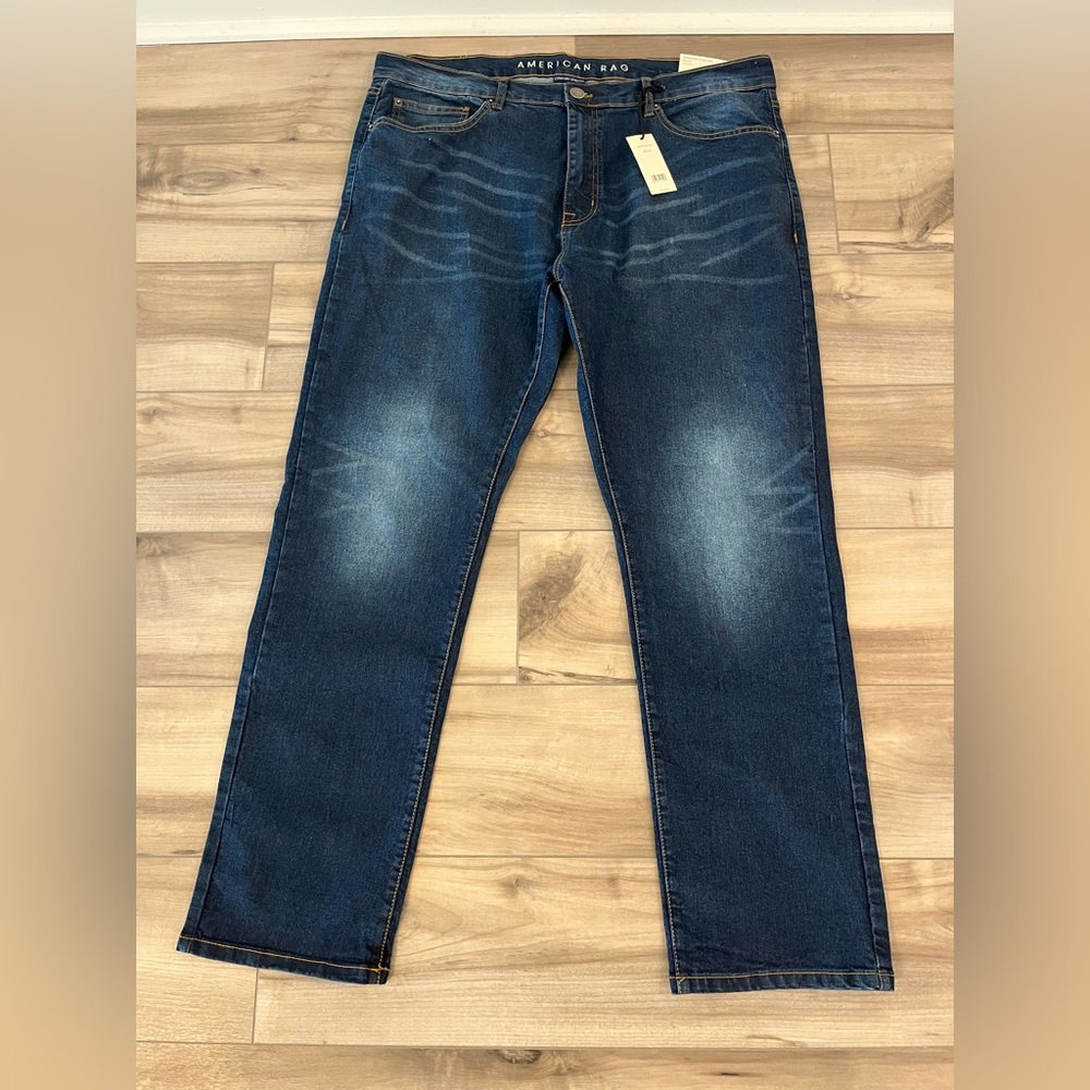 American Rag Mens Comfort Stretch Denim Relax Fit Atlantic Blue Jeans NWT